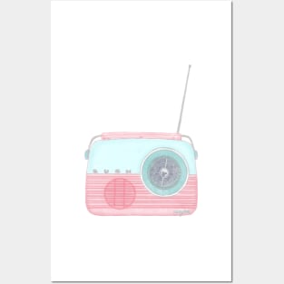 vintage pastel radio Posters and Art